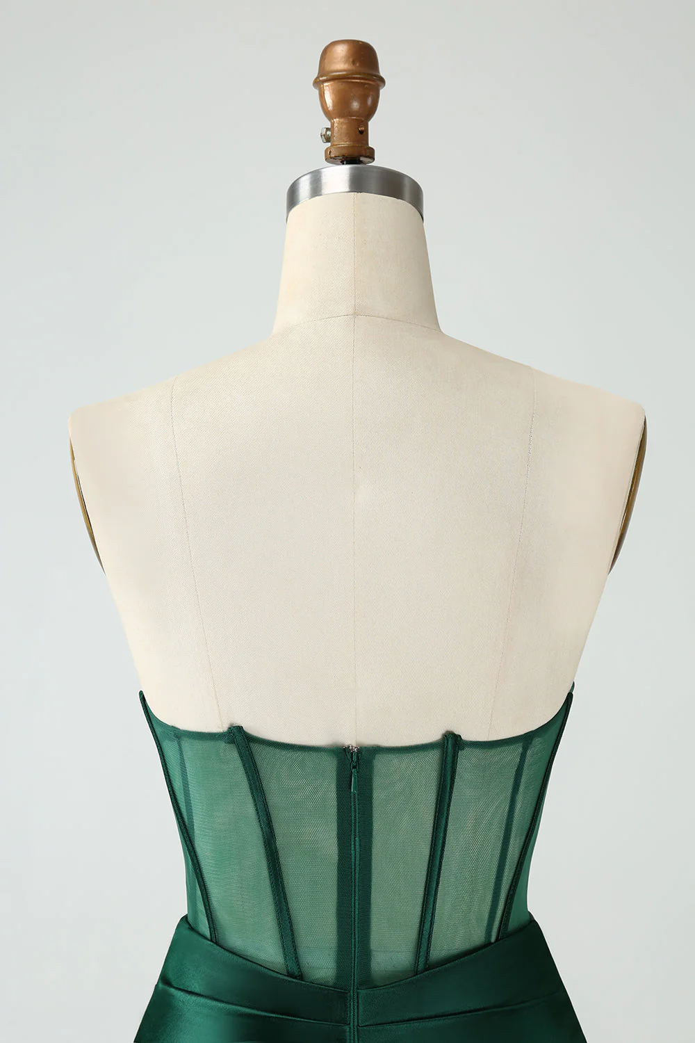 Robe courte moulante moulante sans bretelles vert foncé - Image 5