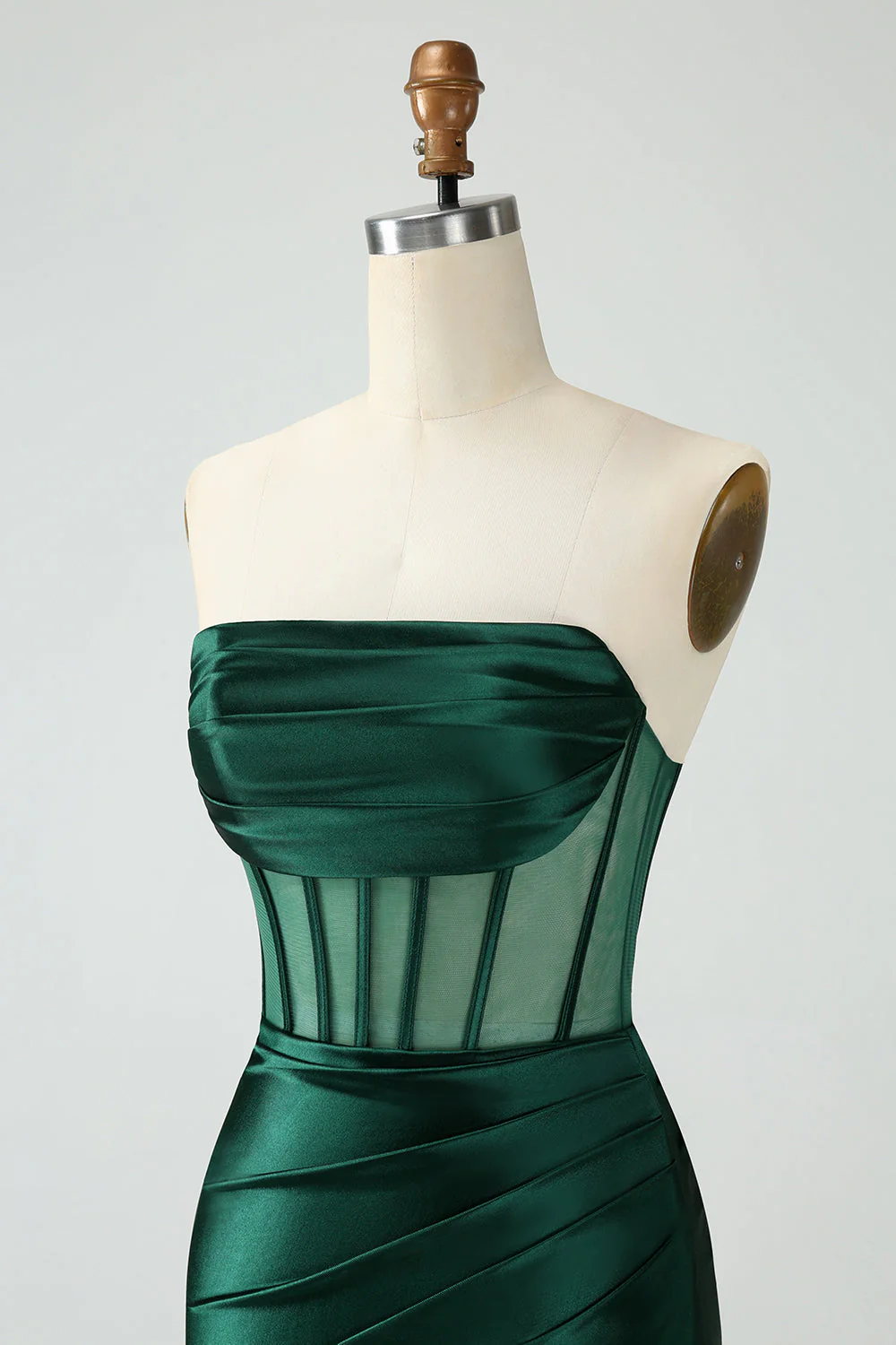 Robe courte moulante moulante sans bretelles vert foncé - Image 6
