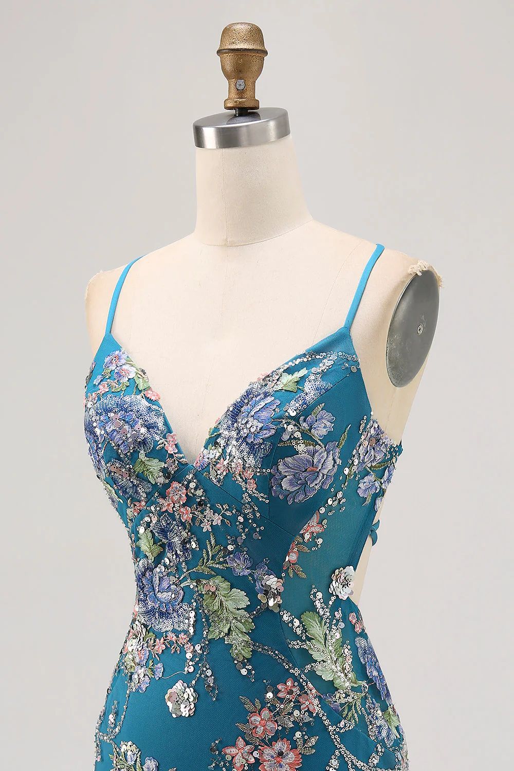 Robe courte moulante noire à fleurs avec paillettes - Image 14