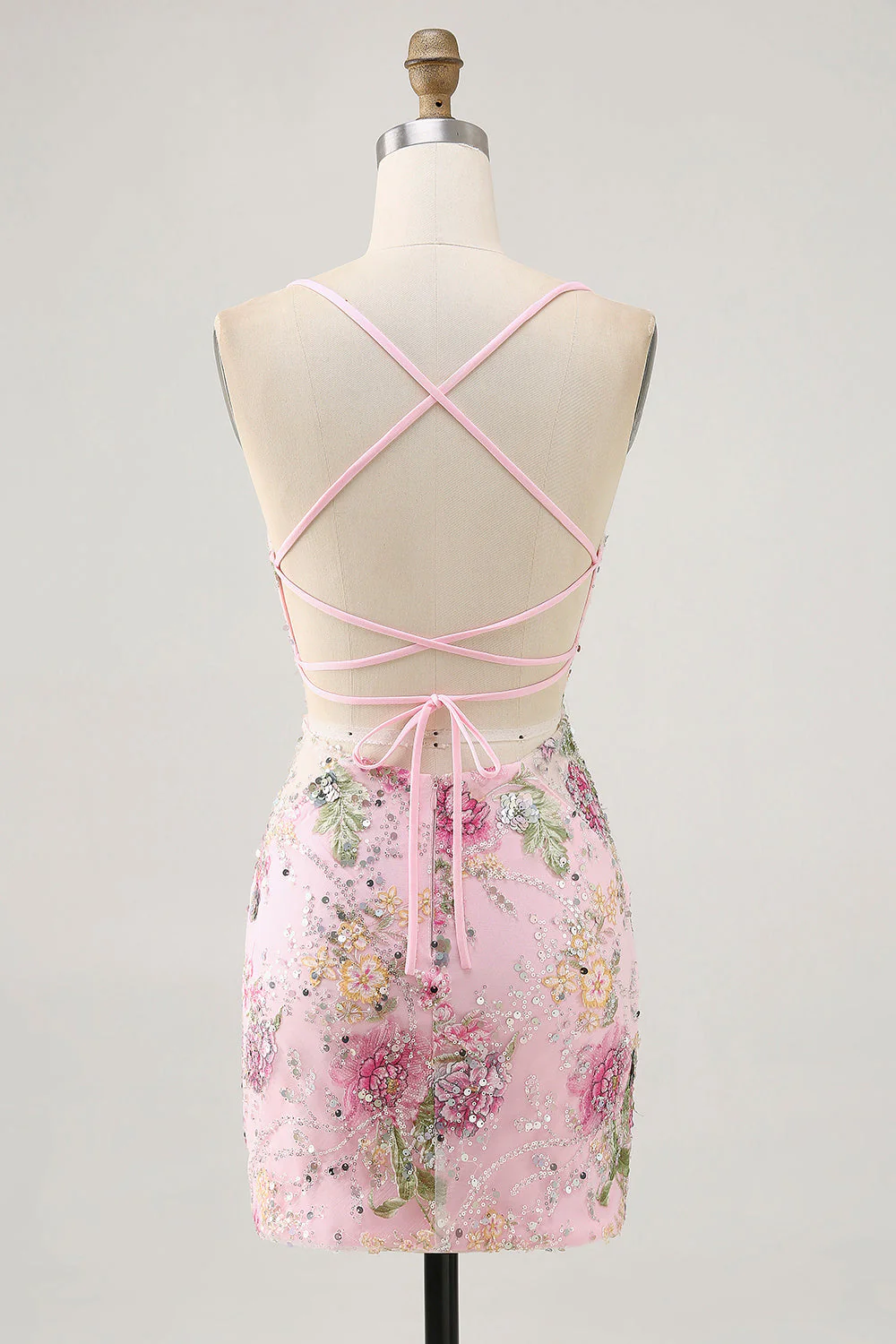 Robe courte moulante noire à fleurs avec paillettes - Image 16