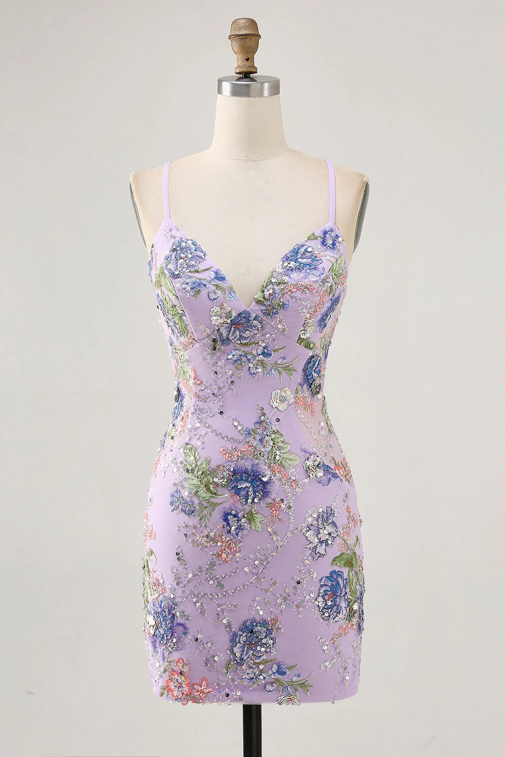 Robe courte moulante noire à fleurs avec paillettes - Image 18