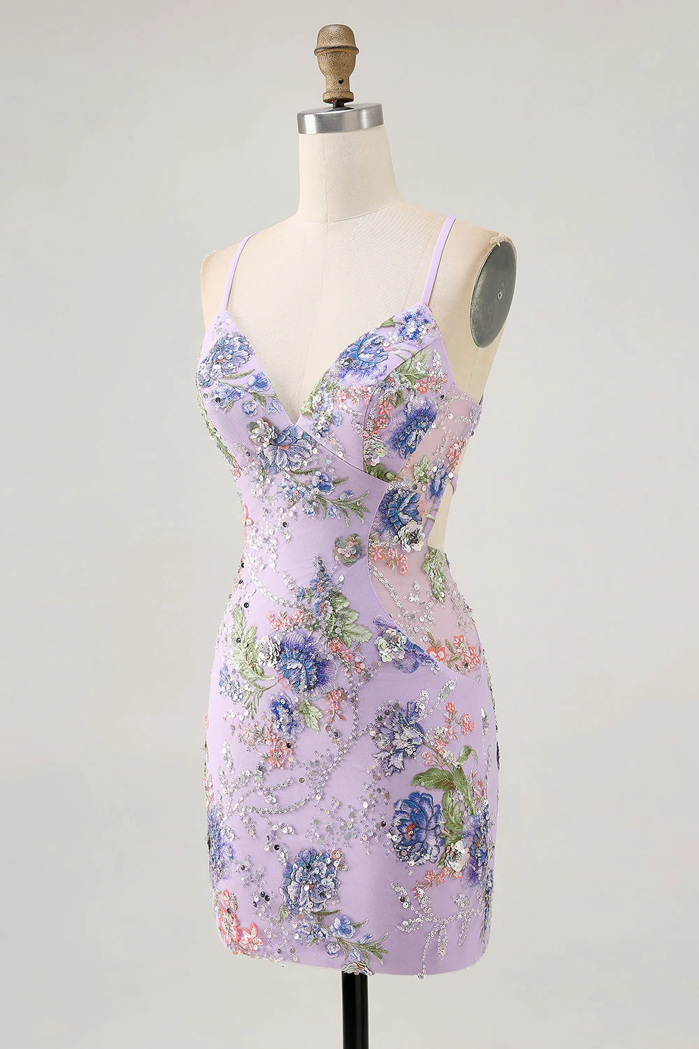 Robe courte moulante noire à fleurs avec paillettes - Image 20