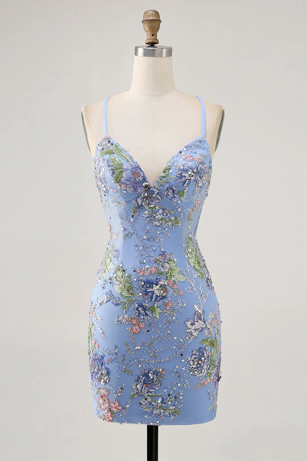 Robe courte moulante noire à fleurs avec paillettes - Image 21