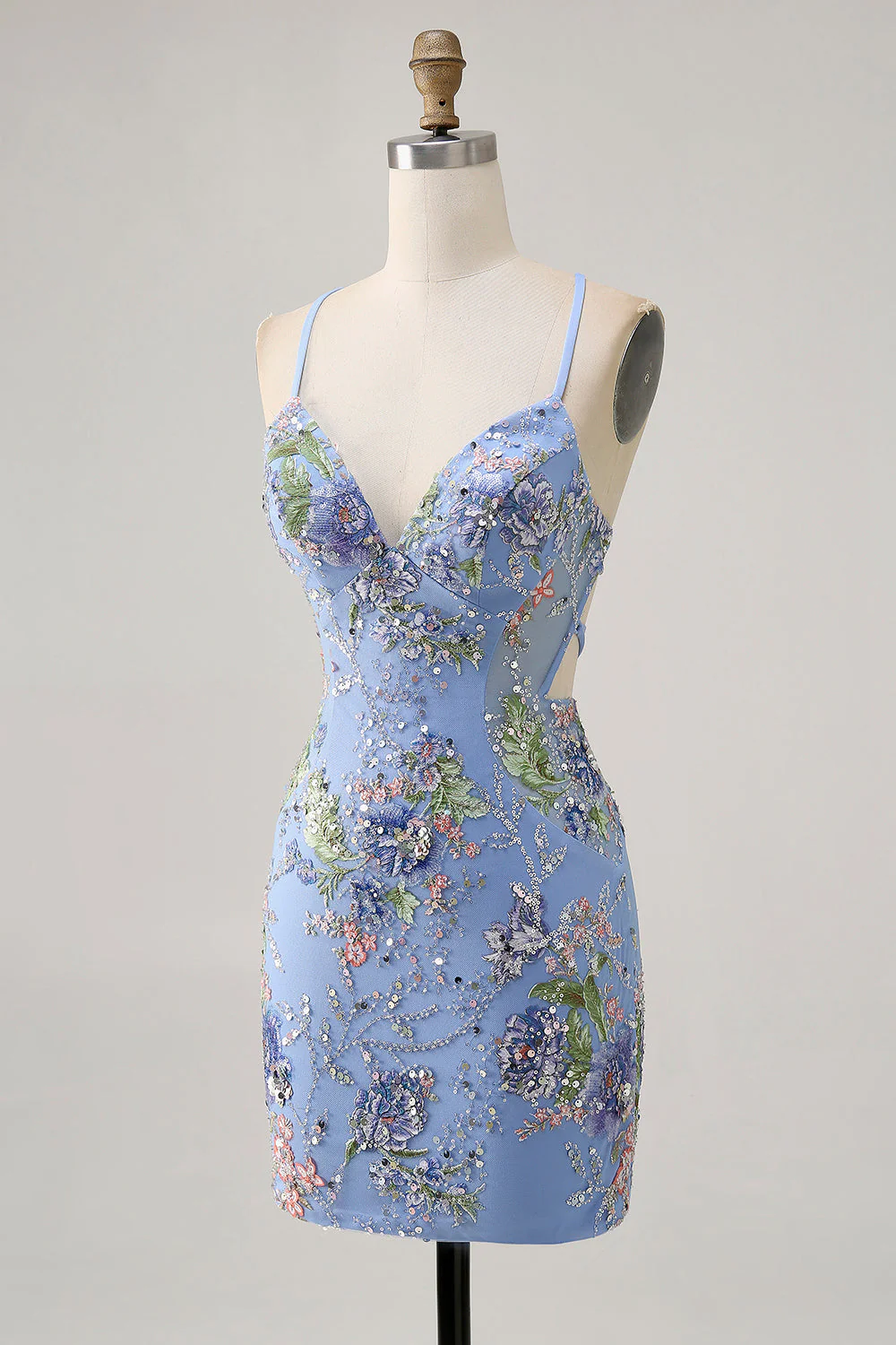 Robe courte moulante noire à fleurs avec paillettes - Image 23