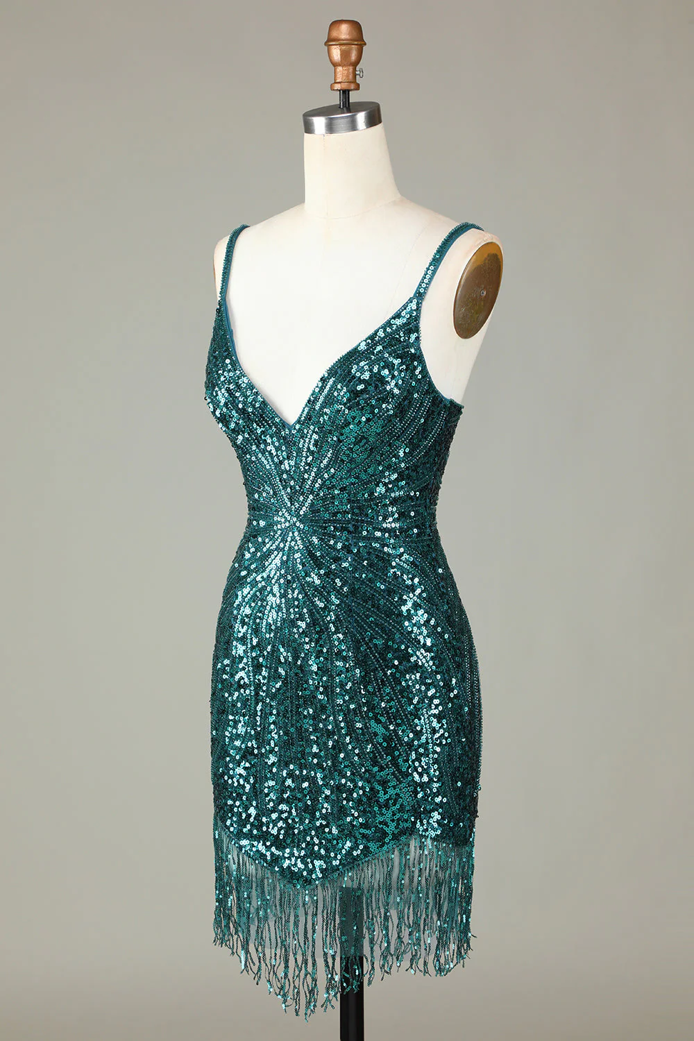 Robe de cocktail courte moulante scintillante blanche avec perles - Image 17
