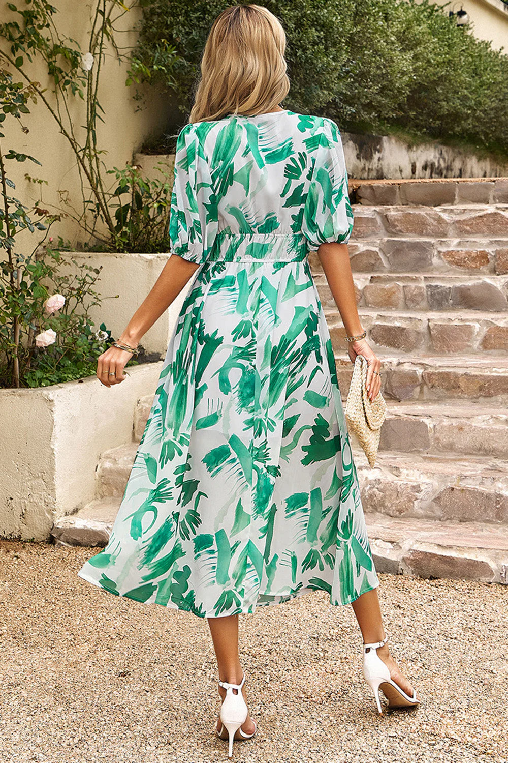 Robe d’été imprimée col V noir à col imprimé - Image 9
