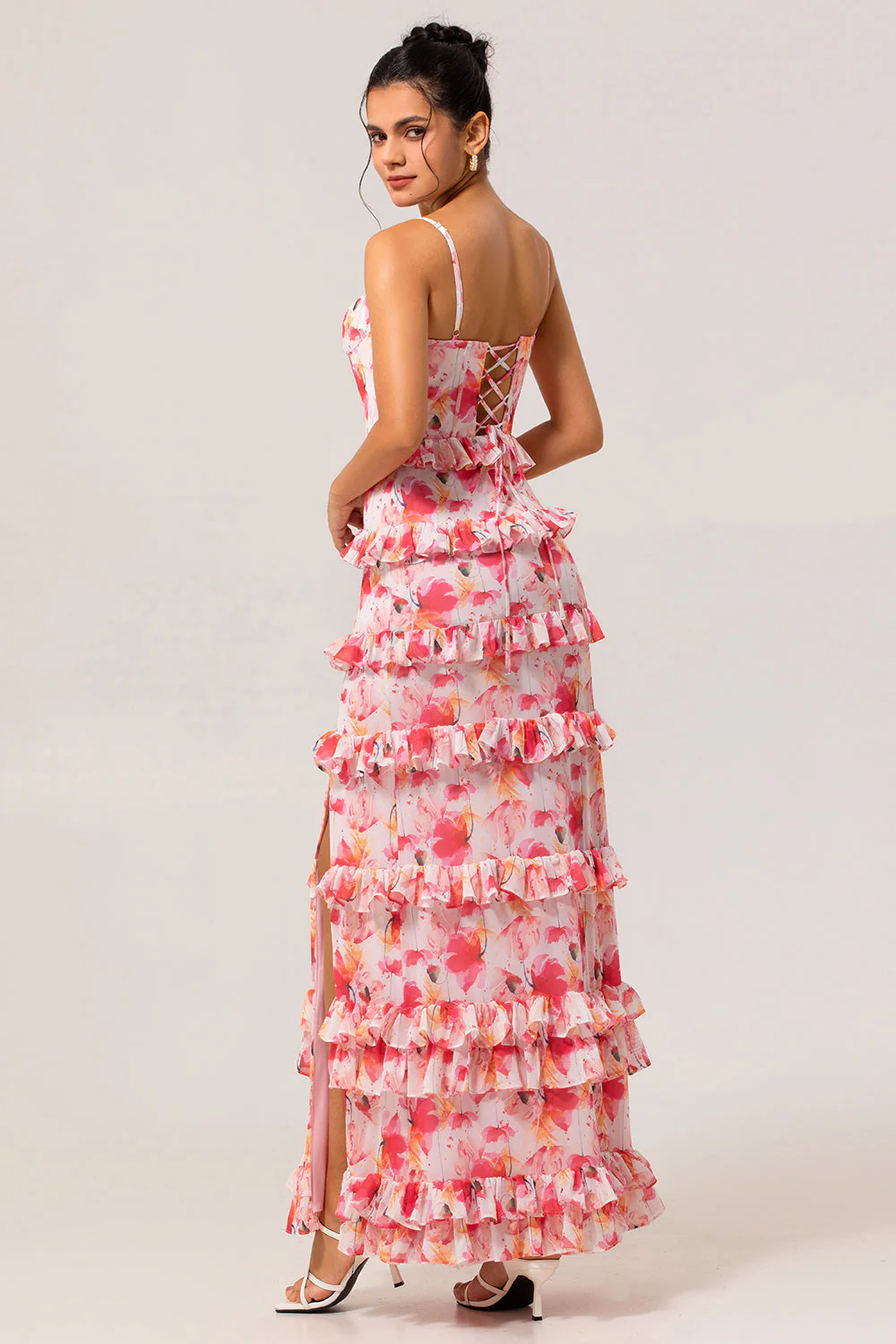 Robe d’invité de mariage longue à volants avec fente - Image 2