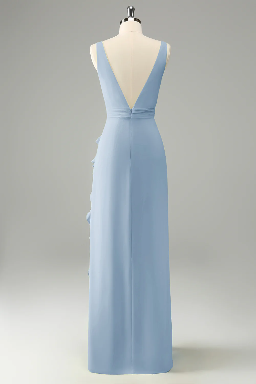 Robe d’invitée de mariage à volants à col en V profond jonquille avec fente - Image 6