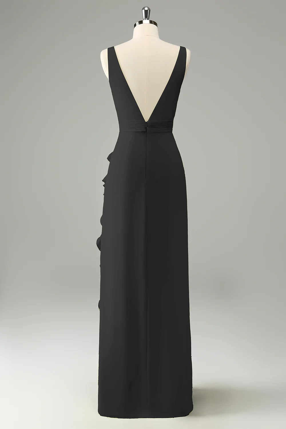 Robe d’invitée de mariage à volants à col en V profond lime avec fente - Image 8
