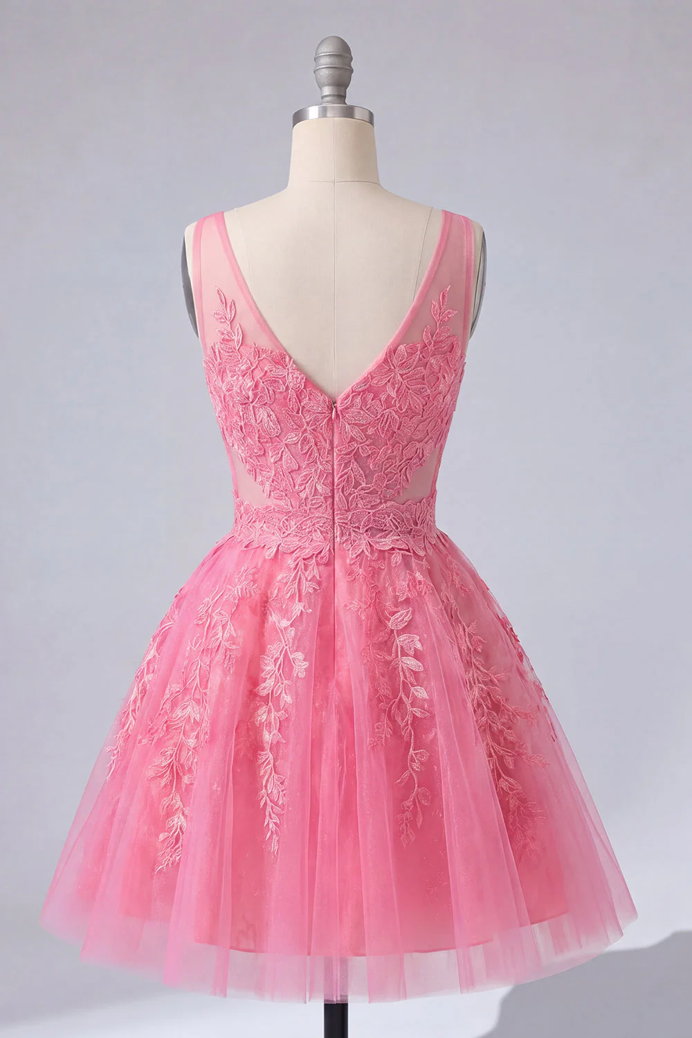 Robe de bal à la maison en tulle rose vif rose vif en ligne A - Image 2