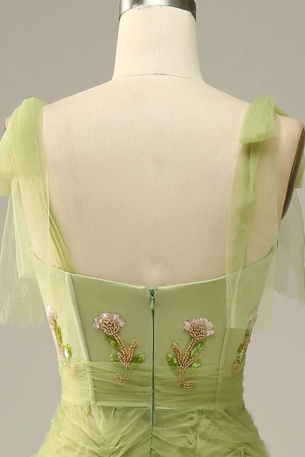 Robe de Soirée A-Line vert clair avec broderie - Image 6