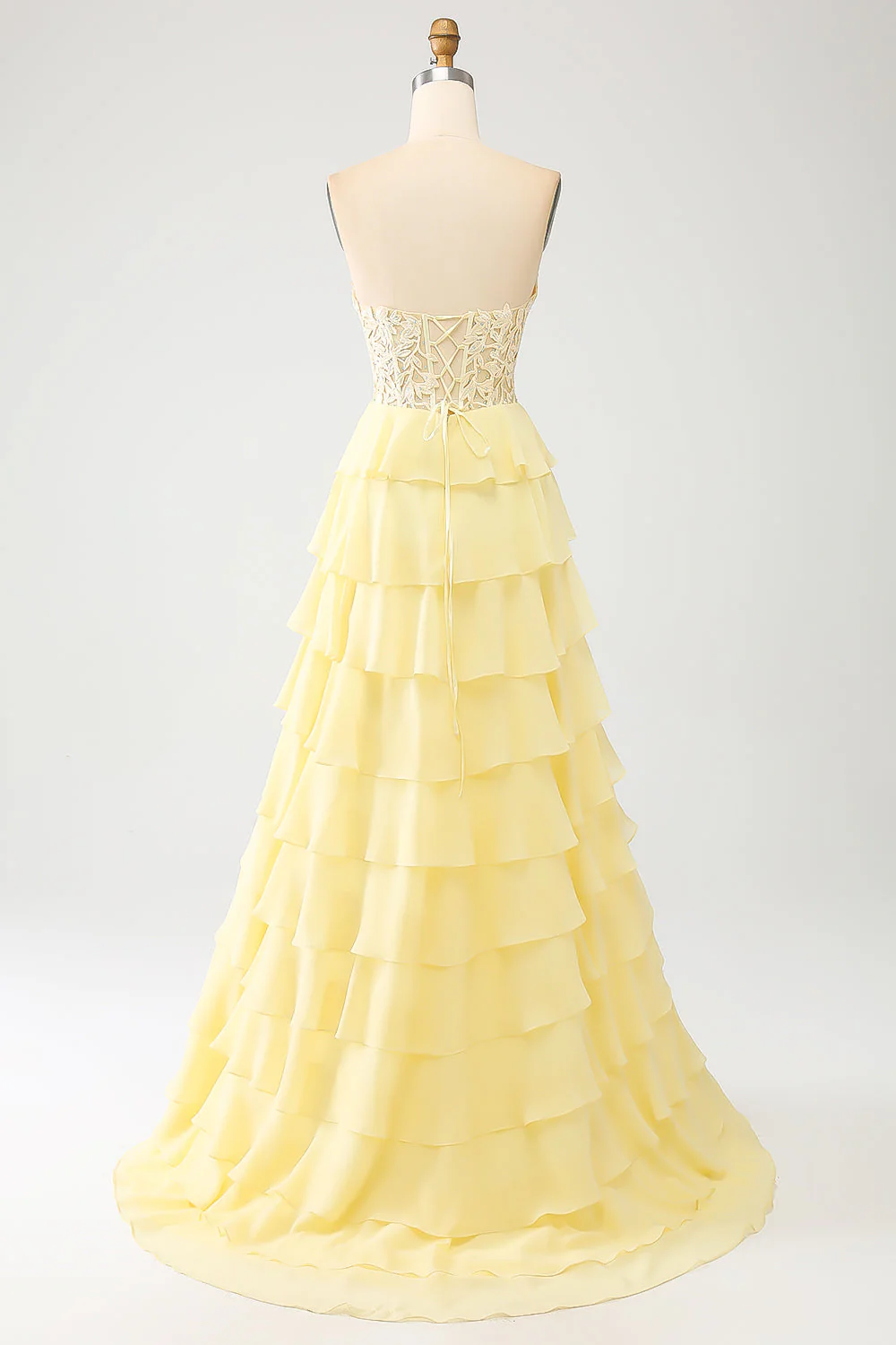 Robe de soirée à plusieurs niveaux chérie jaune - Image 2