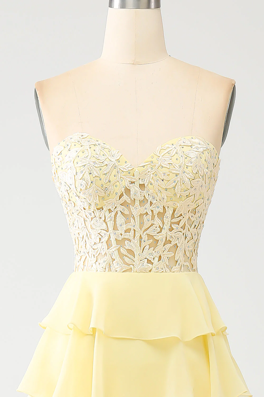 Robe de soirée à plusieurs niveaux chérie jaune - Image 4