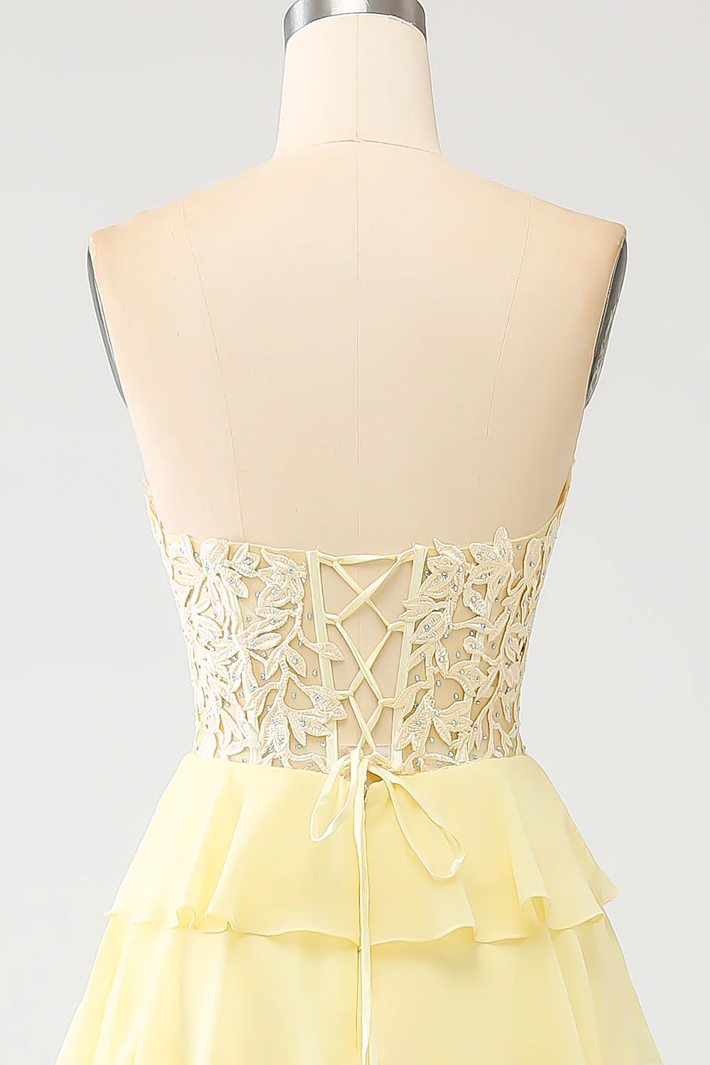 Robe de soirée à plusieurs niveaux chérie jaune - Image 5