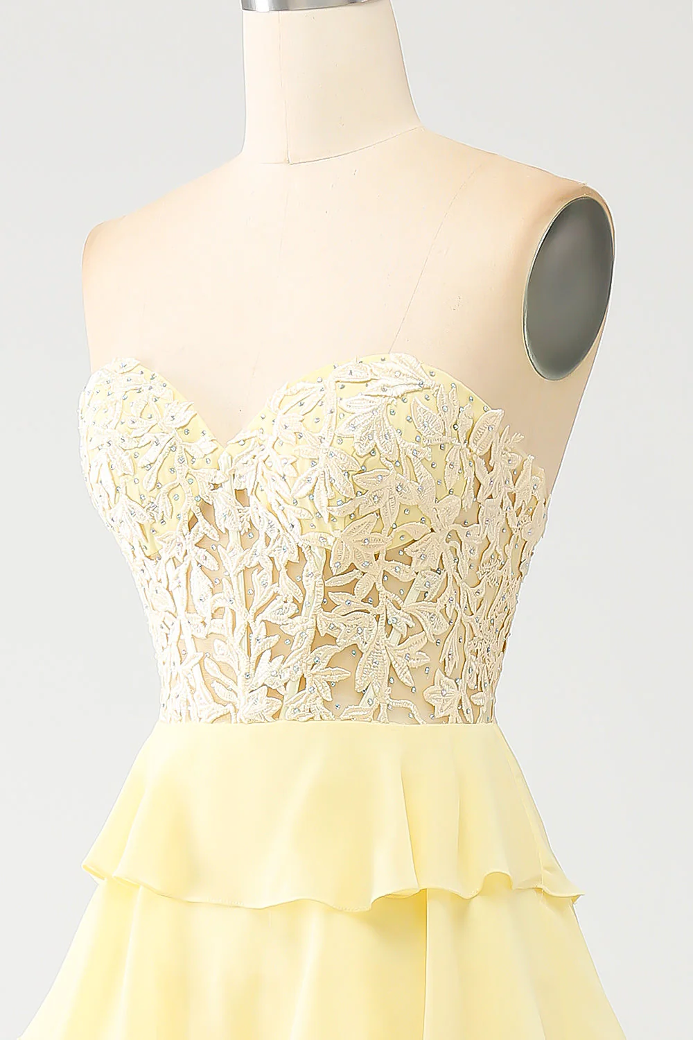 Robe de soirée à plusieurs niveaux chérie jaune - Image 6