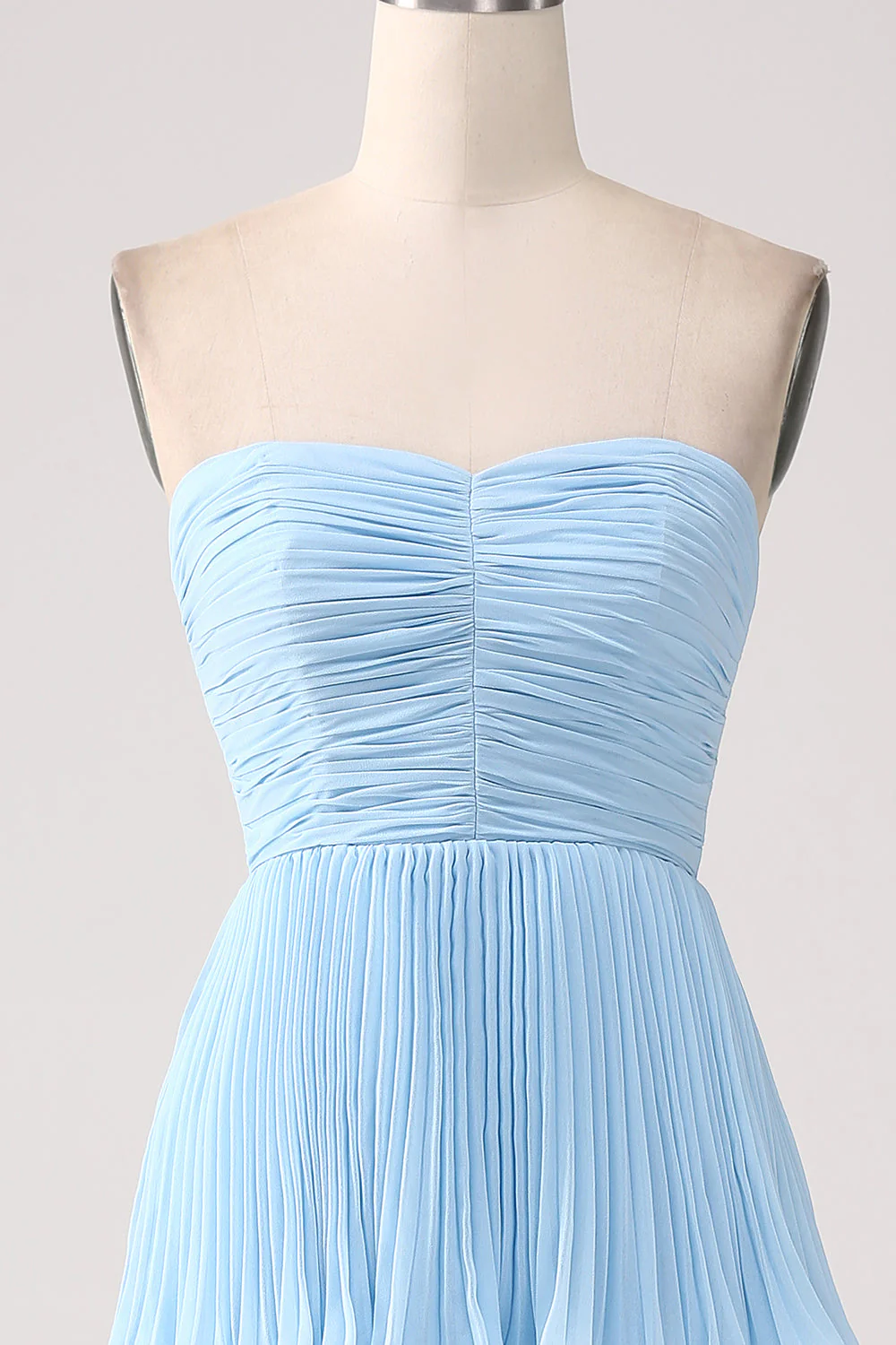 Robes Demoiselle D'Honneur bustier bleu ciel avec plis - Image 4