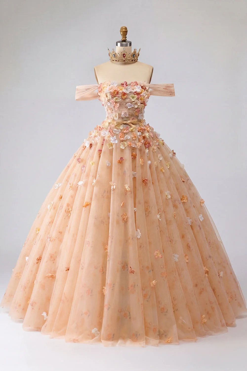 Robe de bal Champagne épaule dénudée robe princesse Quinceañera