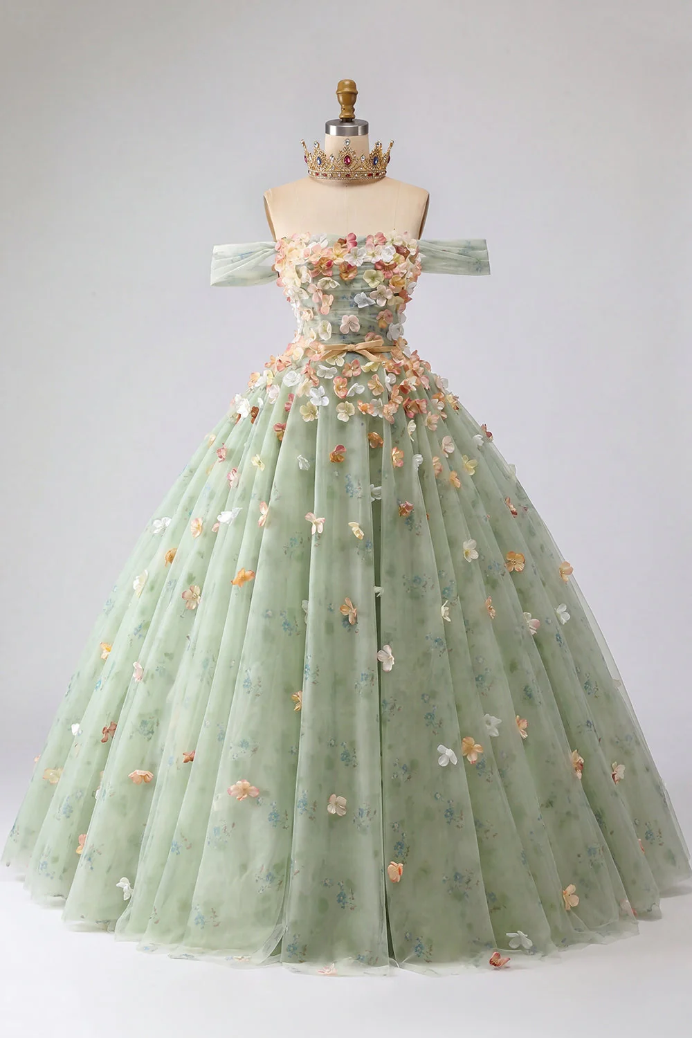 Robe de bal Champagne épaule dénudée robe princesse Quinceañera - Image 3