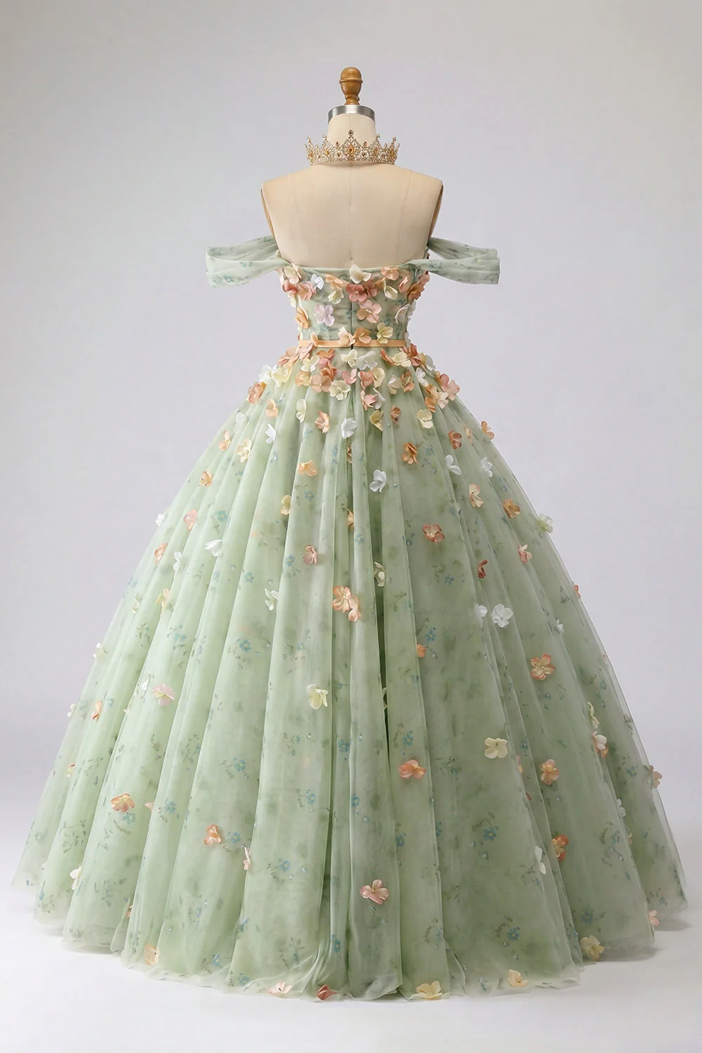 Robe de bal Champagne épaule dénudée robe princesse Quinceañera - Image 4