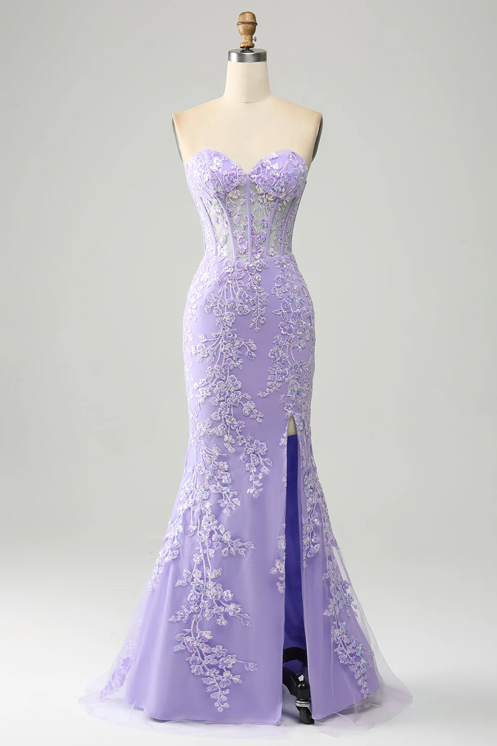 Robe de soirée Corset bleu clair chérie sirène élégante avec appliques - Image 7