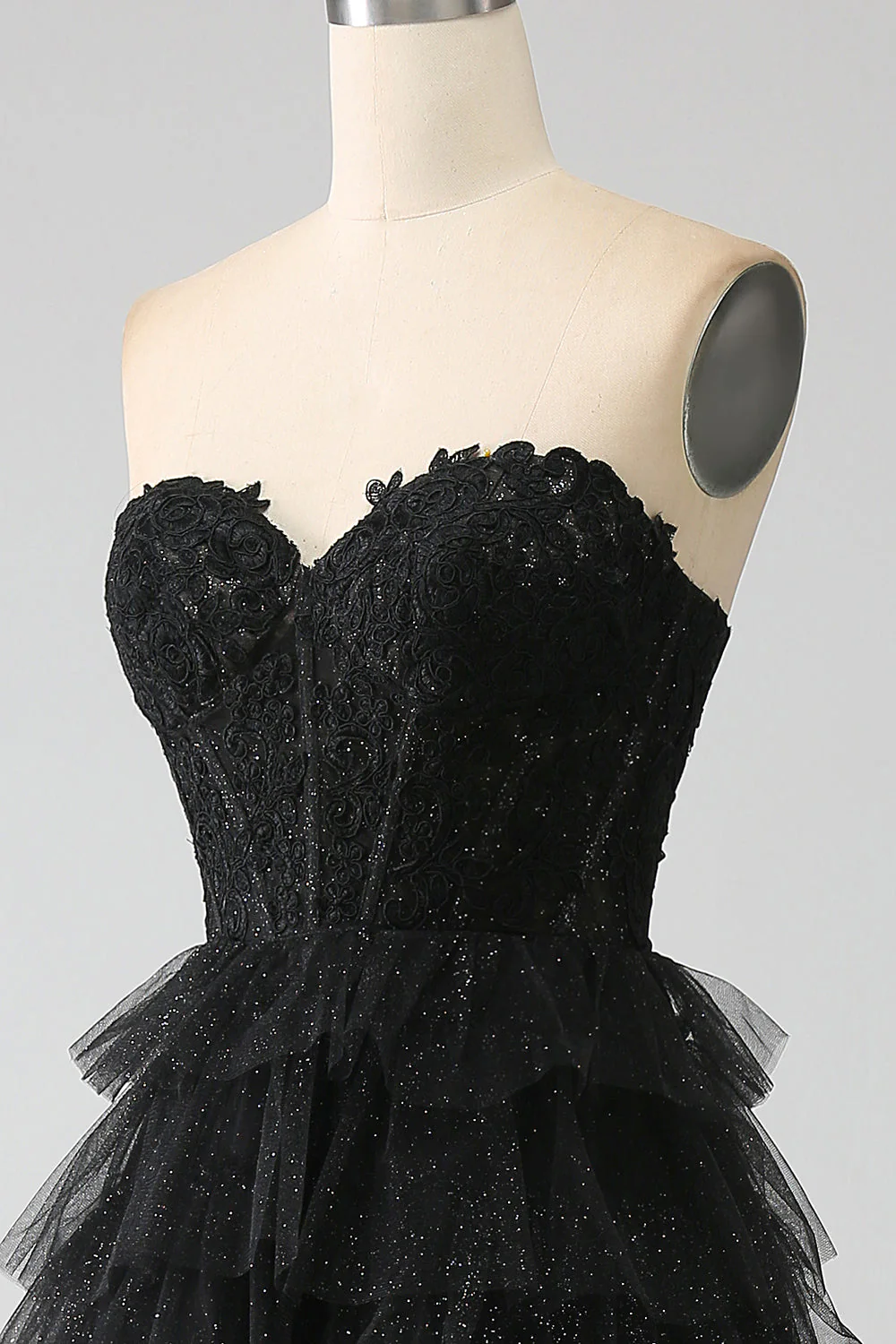 Robe de soirée Corset noir chérie à la mode avec volants - Image 12