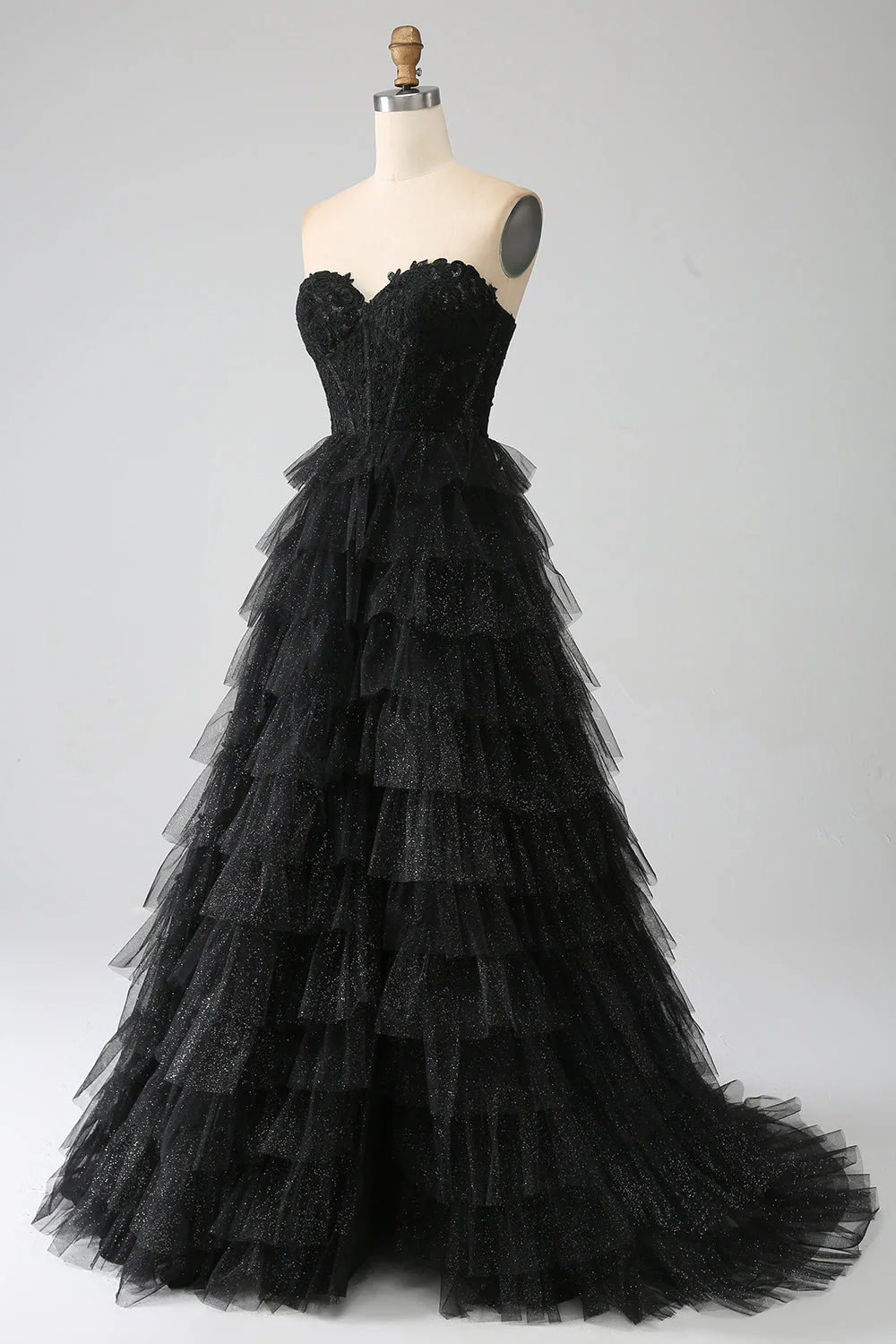 Robe de soirée Corset noir chérie à la mode avec volants - Image 9