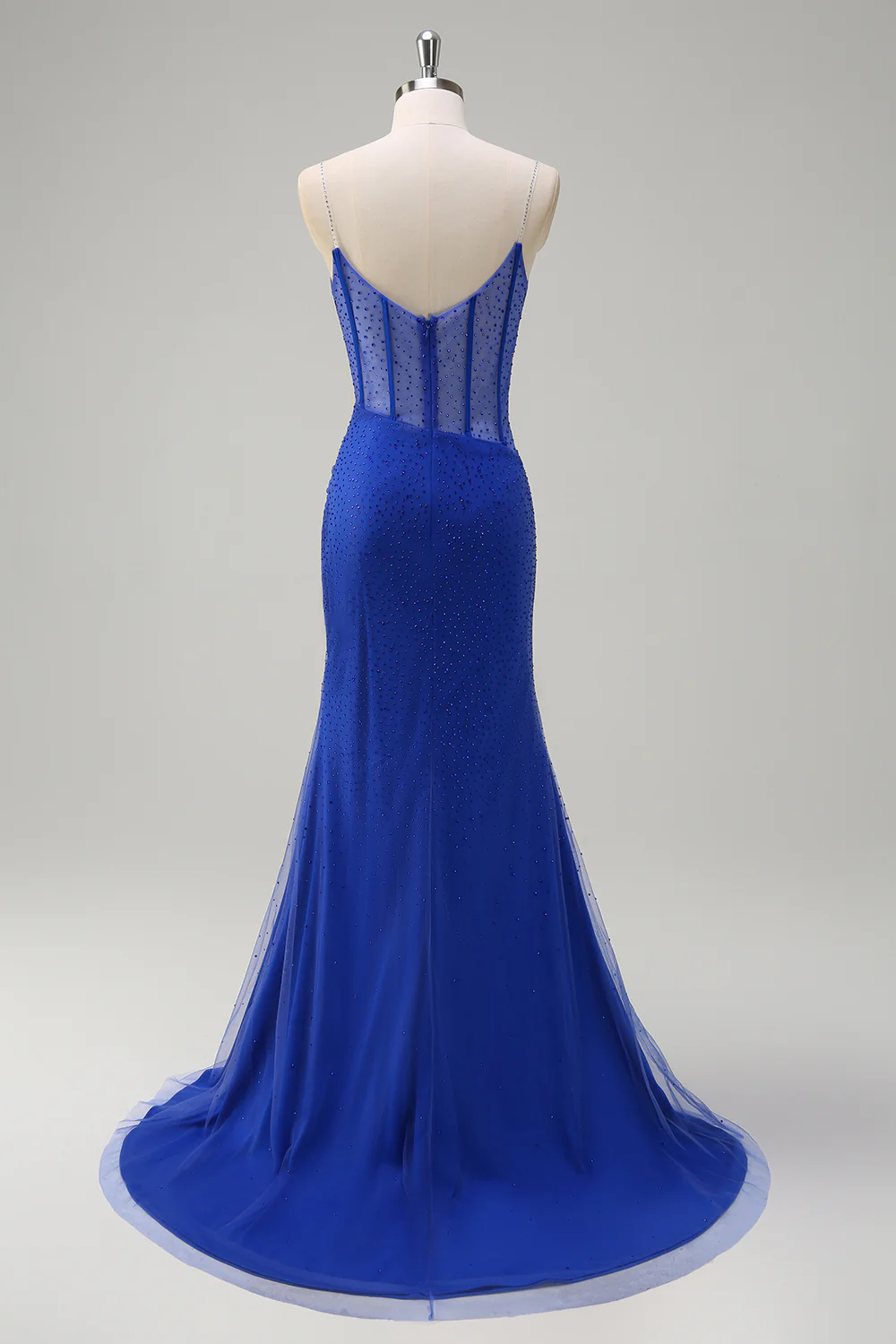 Robe de bal corset perlée à bretelles spaghetti orange - Image 20