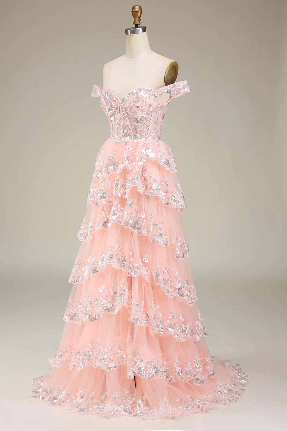 Robe de soirée Corset violet Off the Shoulder avec fente - Image 13