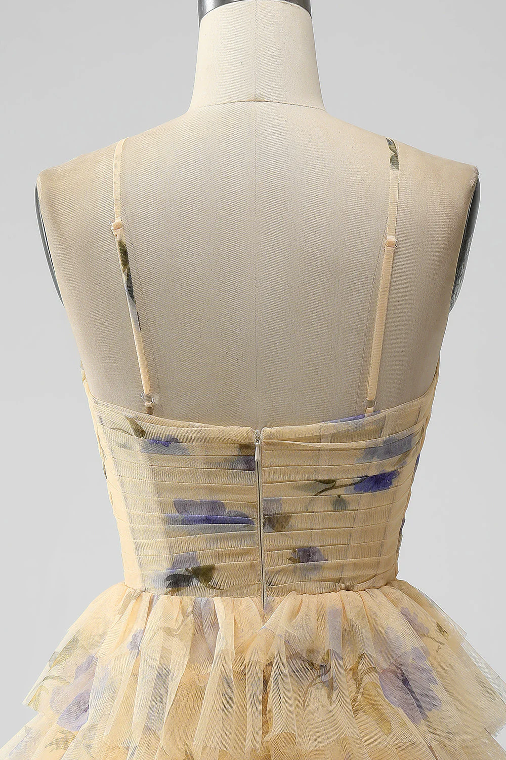 Robe de bal courte en tulle jaune à plusieurs niveaux - Image 6