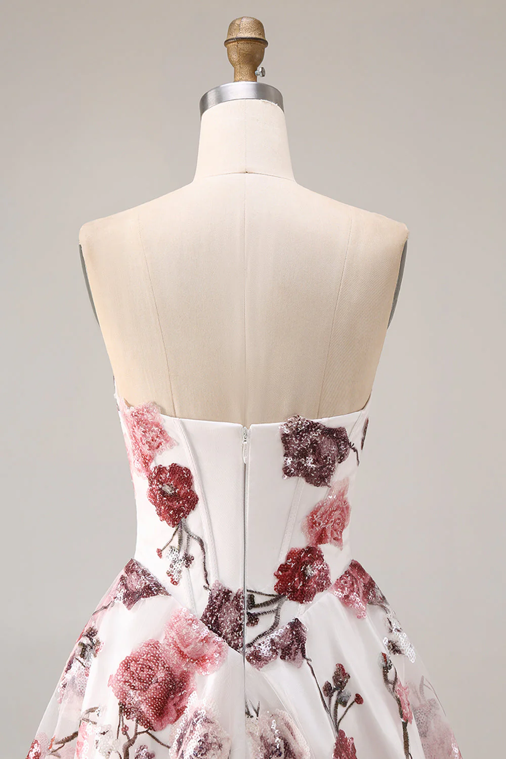 Robe de bal de bal basque sans bretelles en fleur rouge, taille longue, avec fente - Image 8