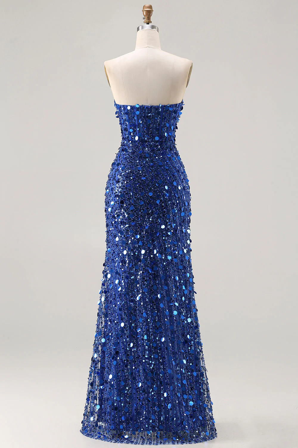 Robe de bal de bal longue longue taille grande taille en paillettes dorées sans bretelles - Image 14