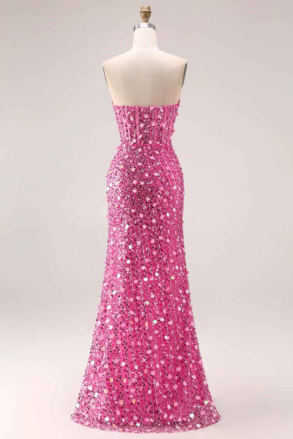 Robe de bal de bal longue longue taille grande taille en paillettes dorées sans bretelles - Image 8