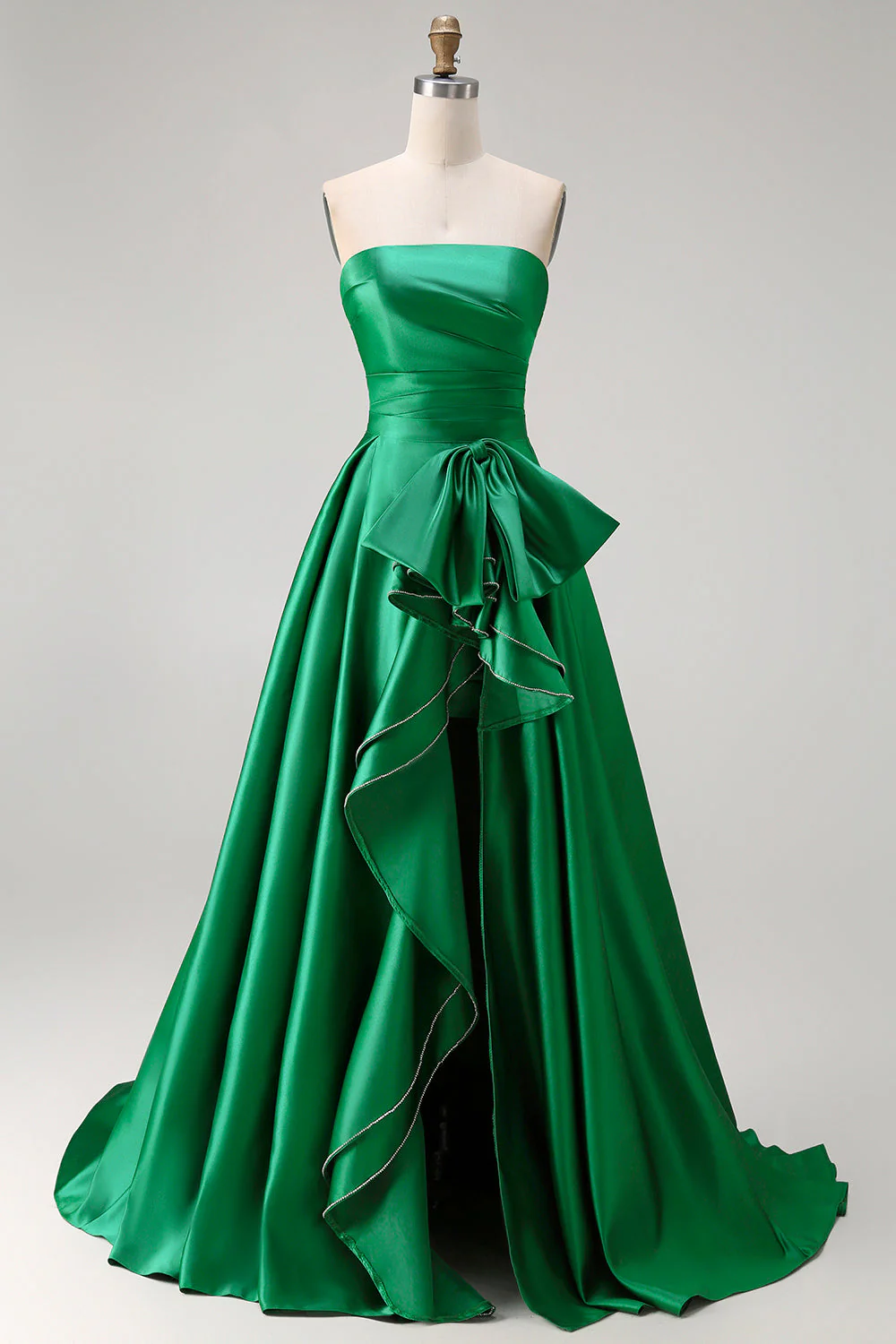 Robe de bal de promo A Line, sans bretelles en ligne A 2 pièces, avec fente