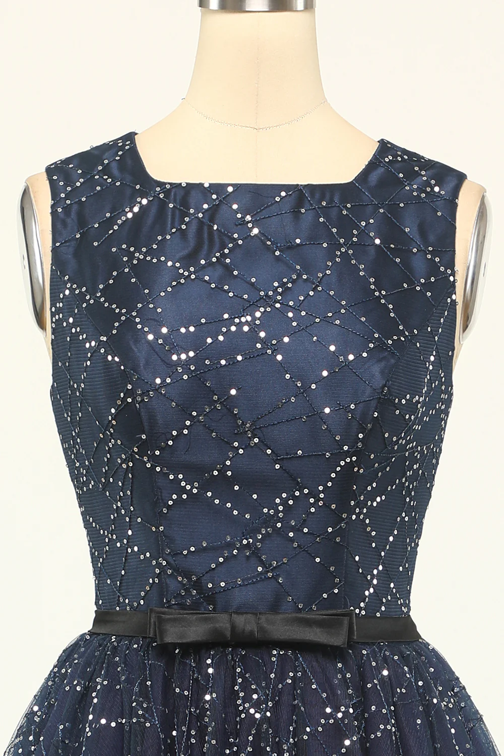 Robe de bal en tulle marine scintillante - Image 4