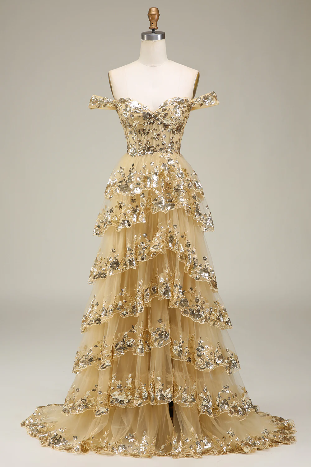 Robe de bal fuchsia à épaules dénudées avec paillettes - Image 13