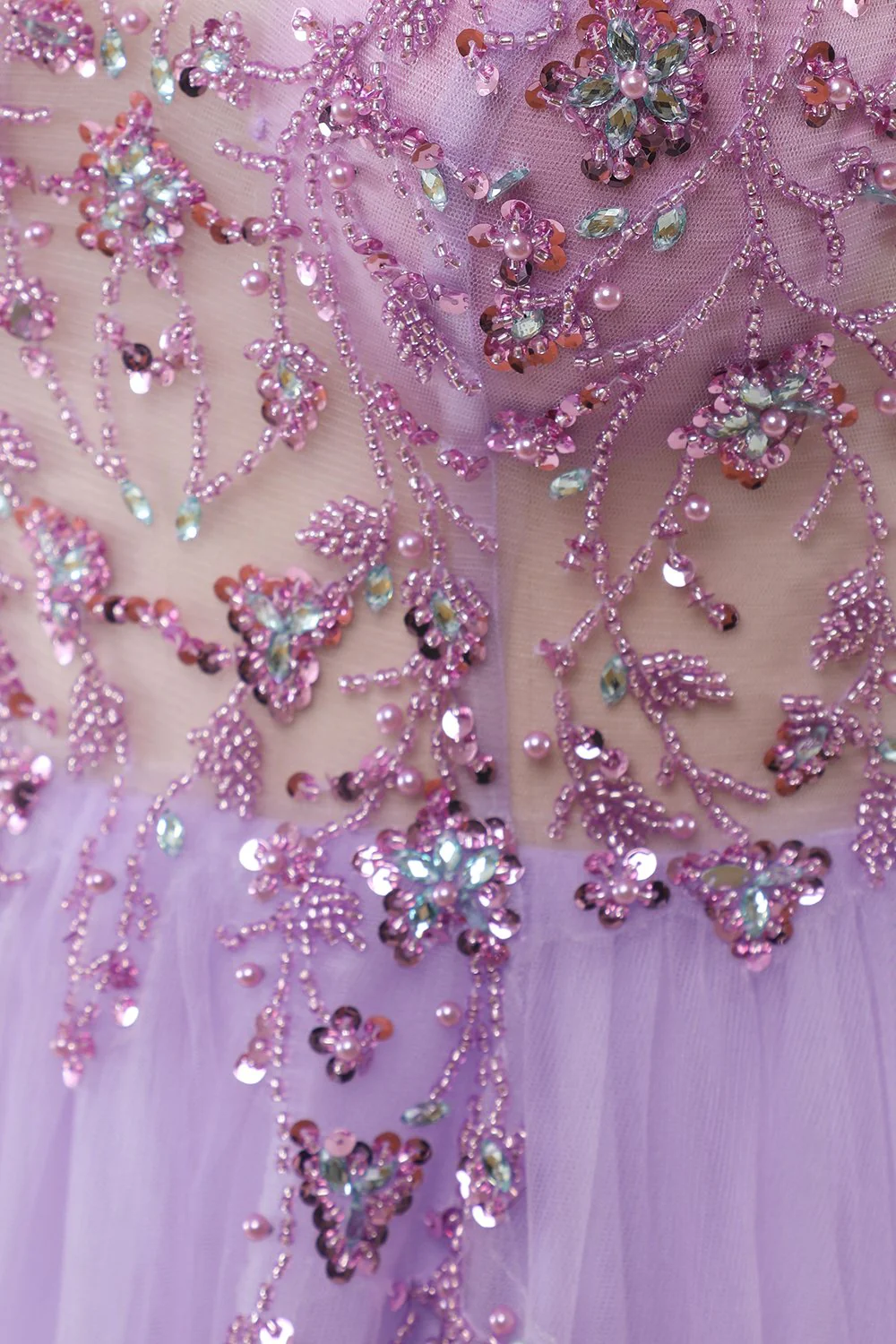 Robe de bal long tulle perlé violet - Image 6