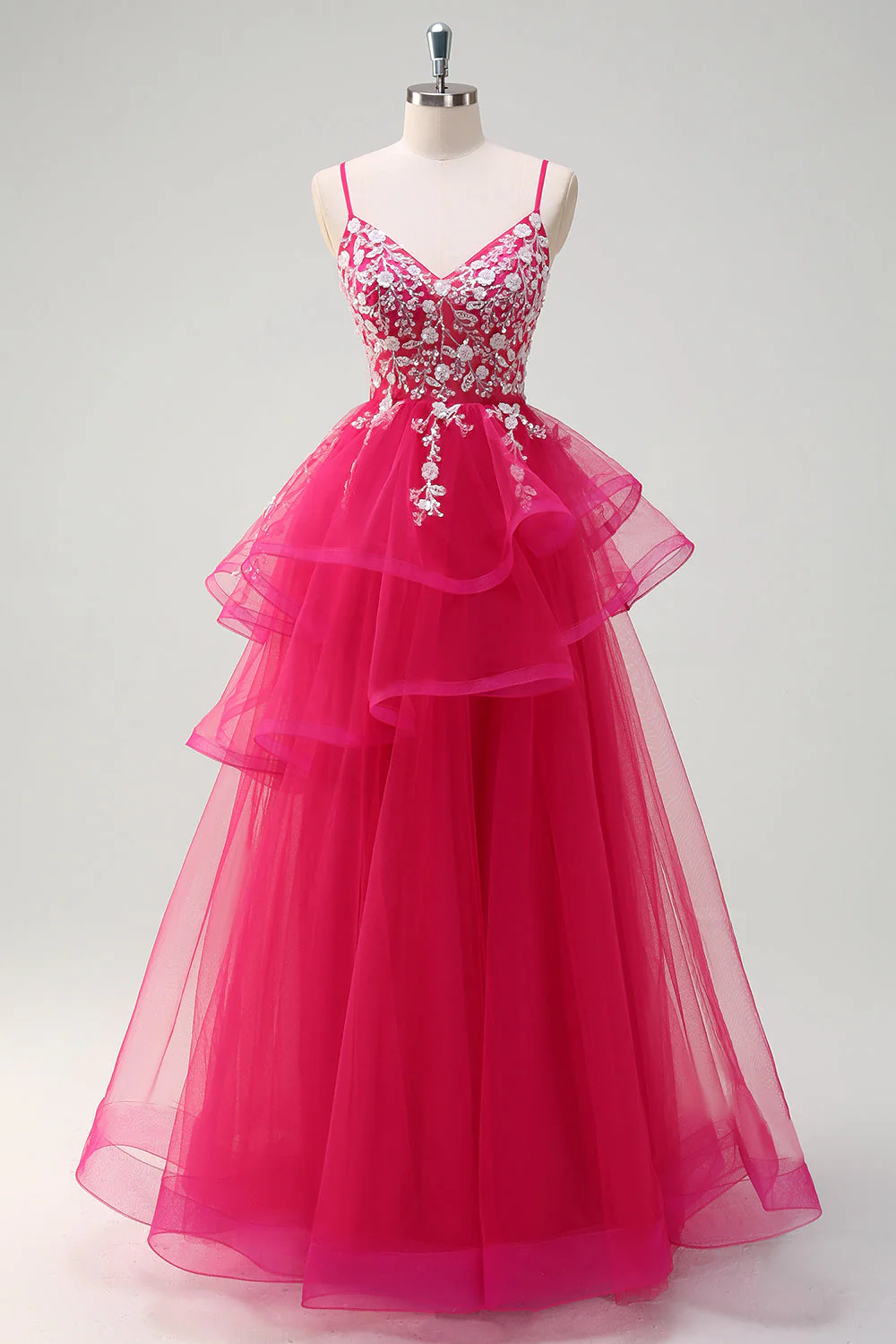 Robe de soirée longue à appliques bleu royal avec paillettes - Image 7