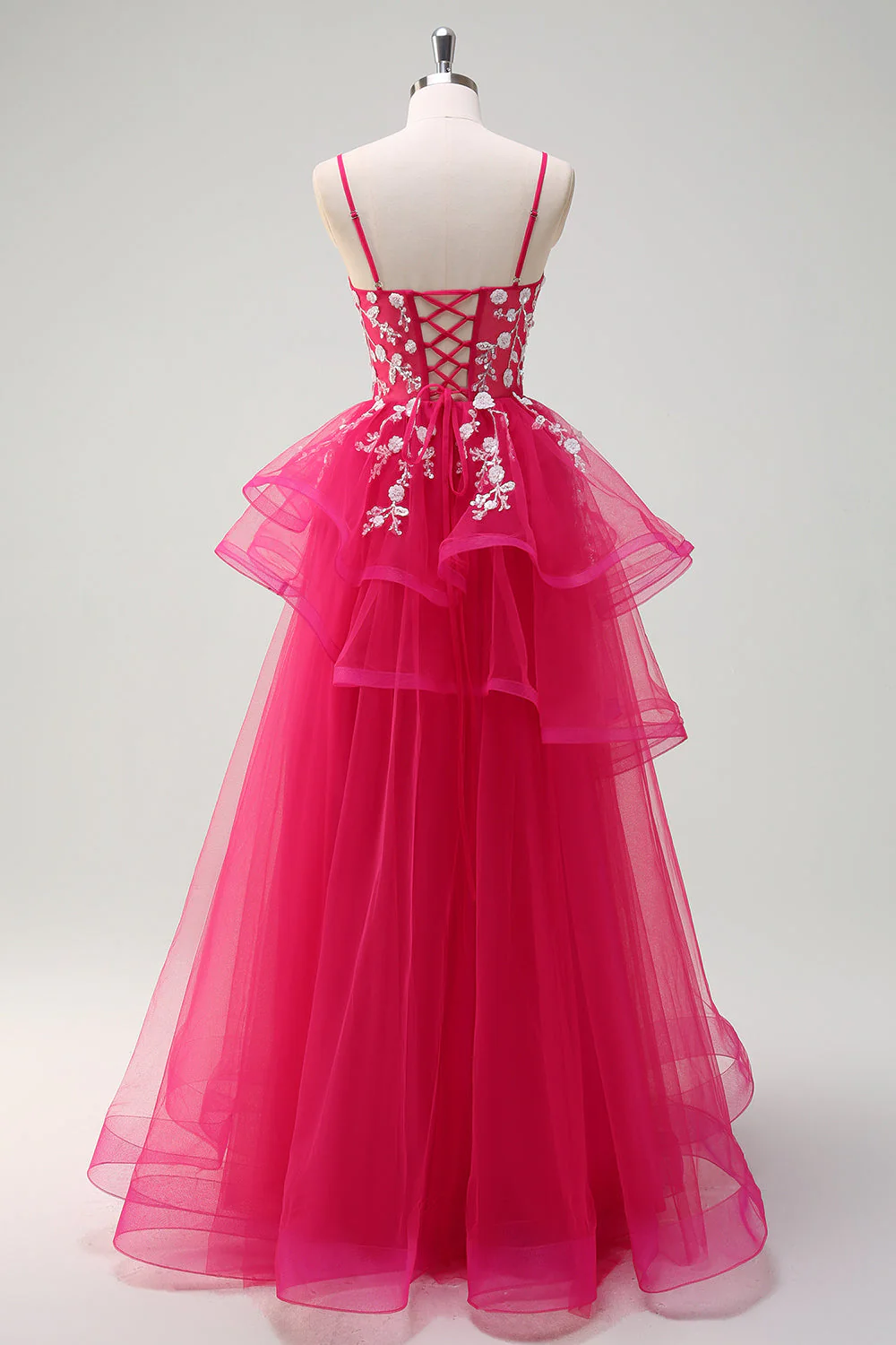 Robe de soirée longue à appliques bleu royal avec paillettes - Image 8