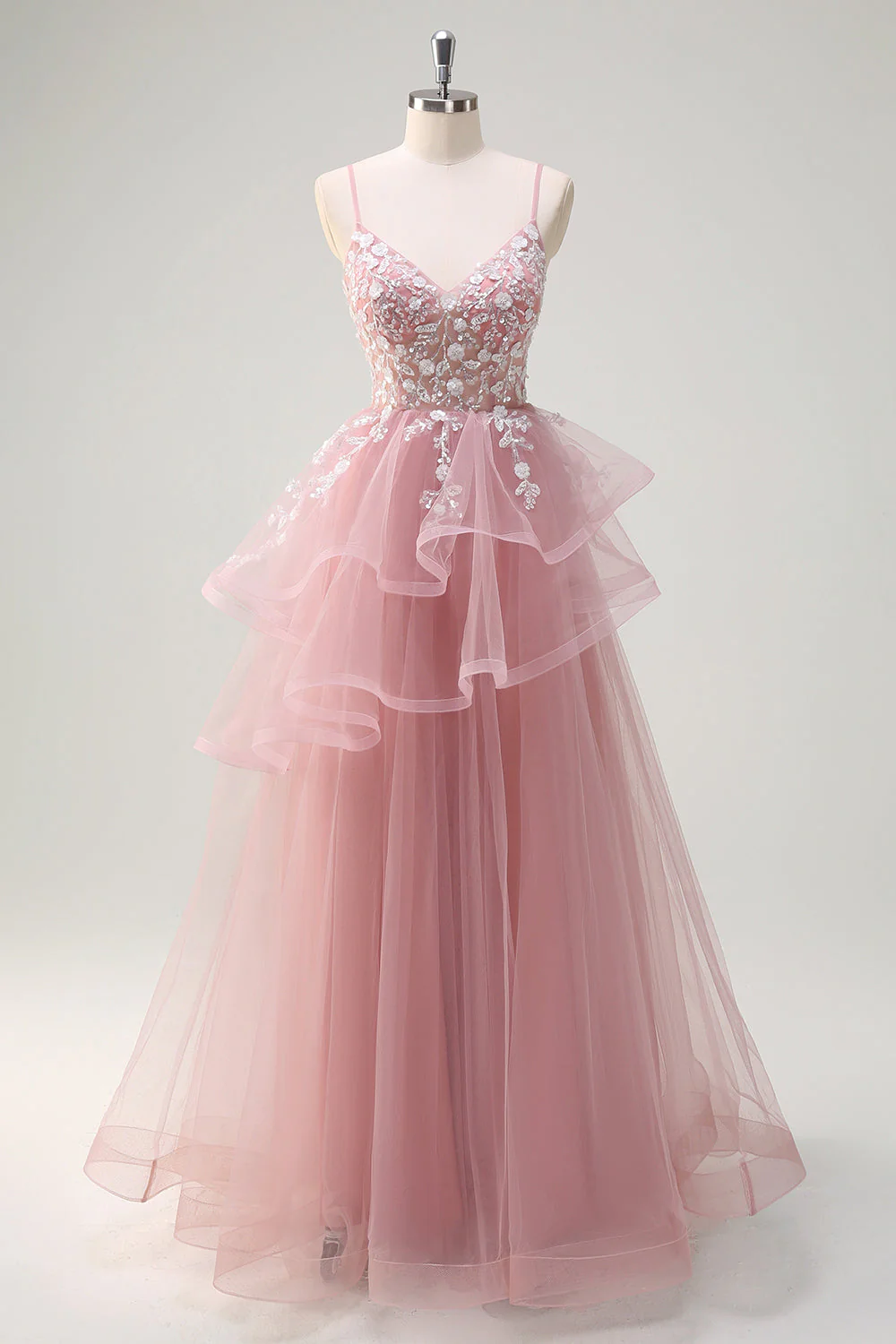 Robe de soirée longue à appliques bleu royal avec paillettes - Image 9