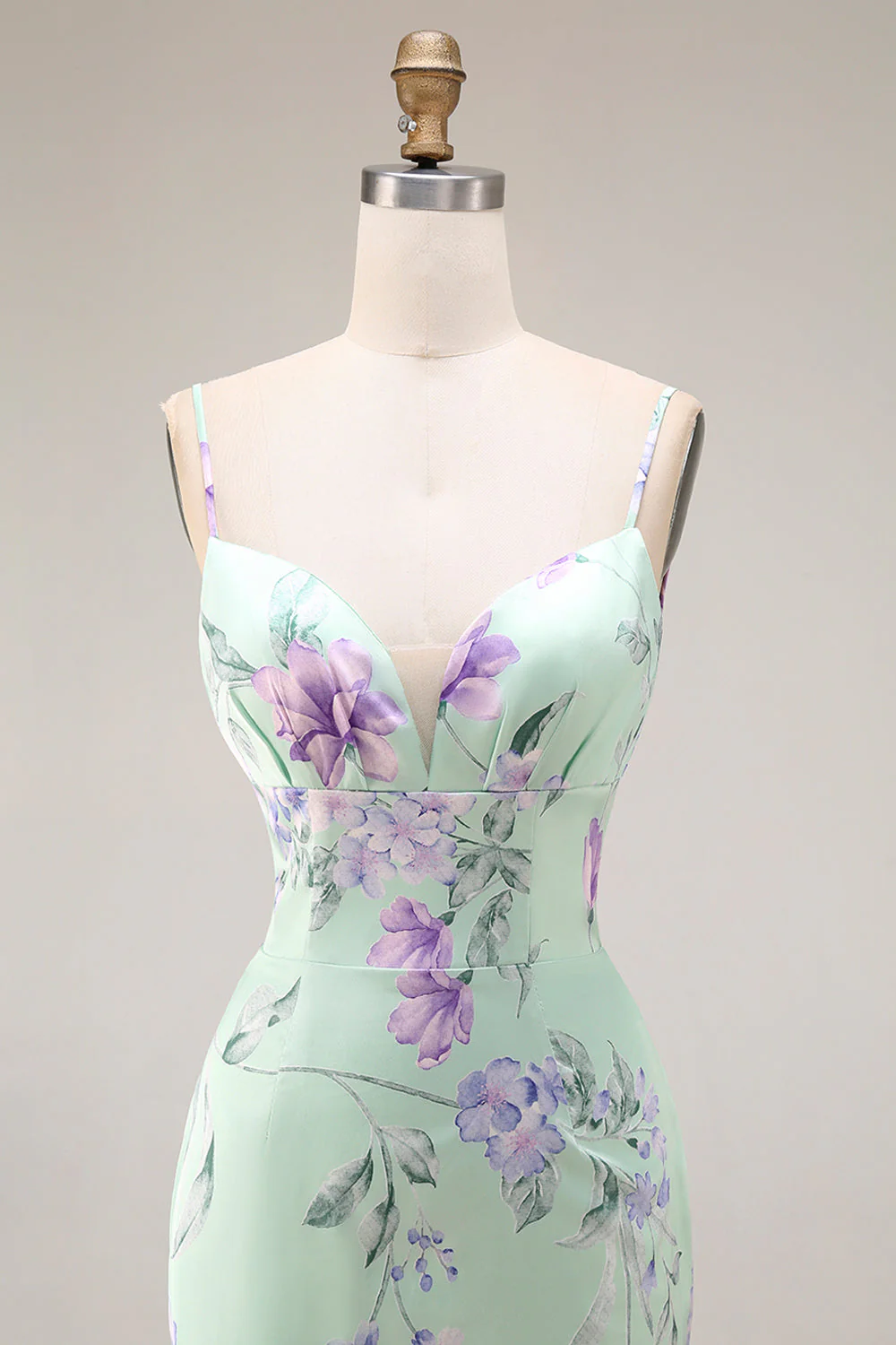 Robe de bal longue à bretelles fines en forme de fleur rose bleu rose - Image 14