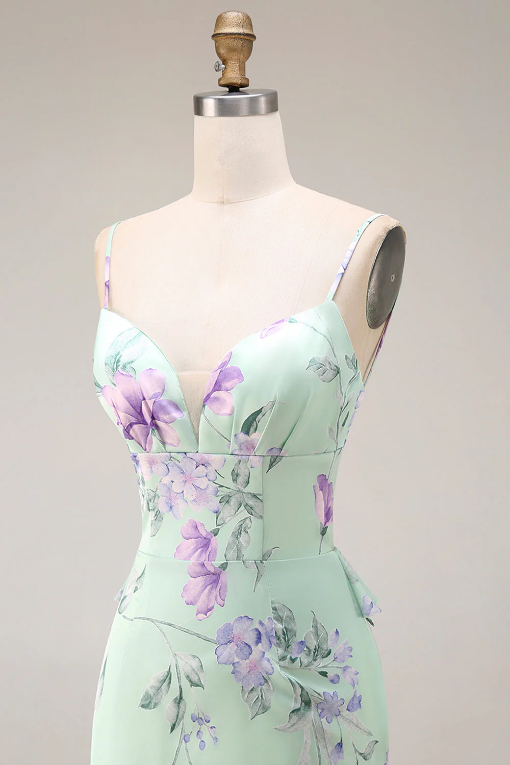 Robe de bal longue à bretelles fines en forme de fleur rose bleu rose - Image 15