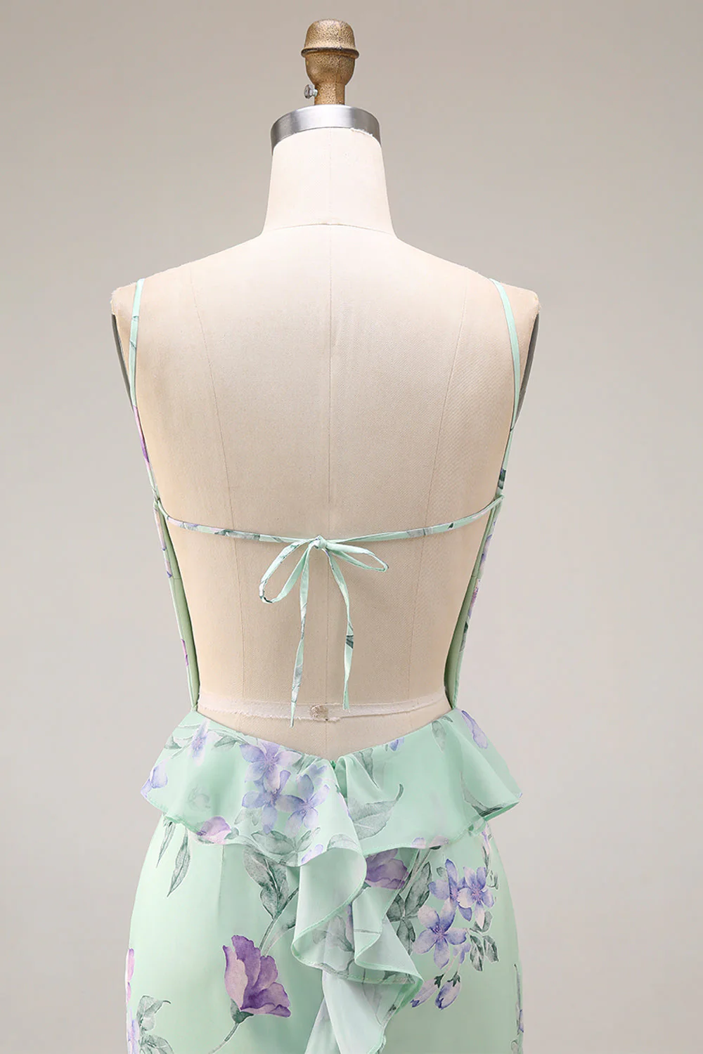 Robe de bal longue à bretelles fines en forme de fleur rose bleu rose - Image 16