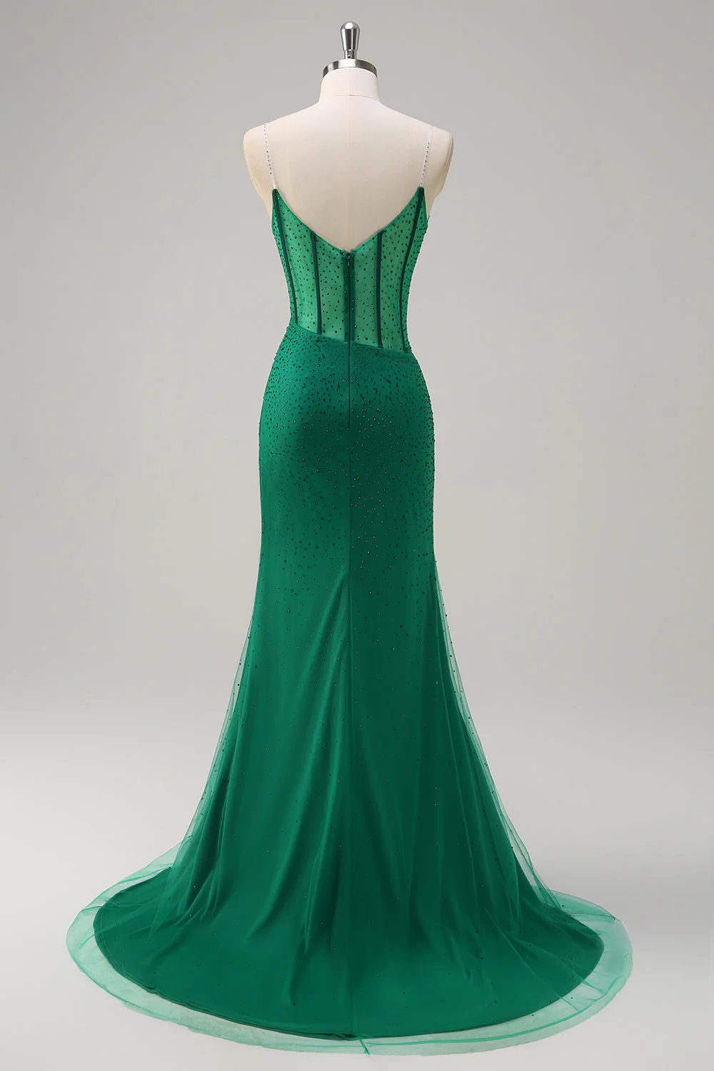 Robe De Soirée longue avec fente de sirène corset bleu royal avec perles - Image 14