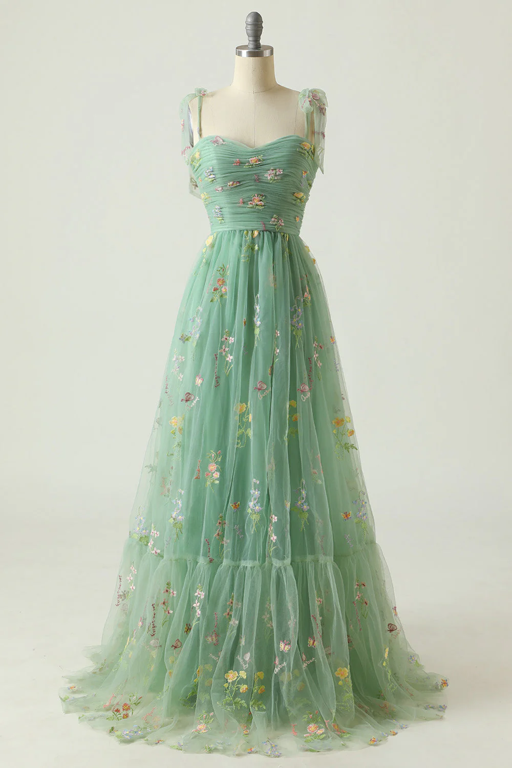 Robe de soirée longue bleue grise avec broderie - Image 6