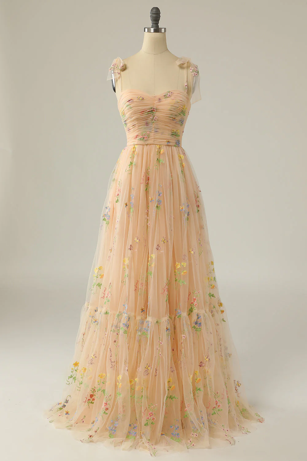 Robe de soirée longue bleue grise avec broderie - Image 8