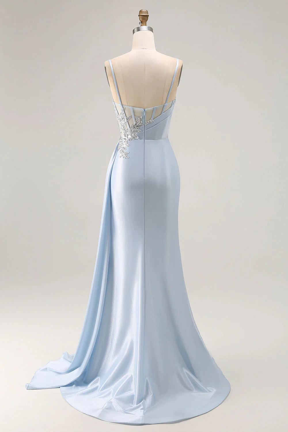 Robe De Soirée longue corset sirène bleu clair avec fente - Image 2
