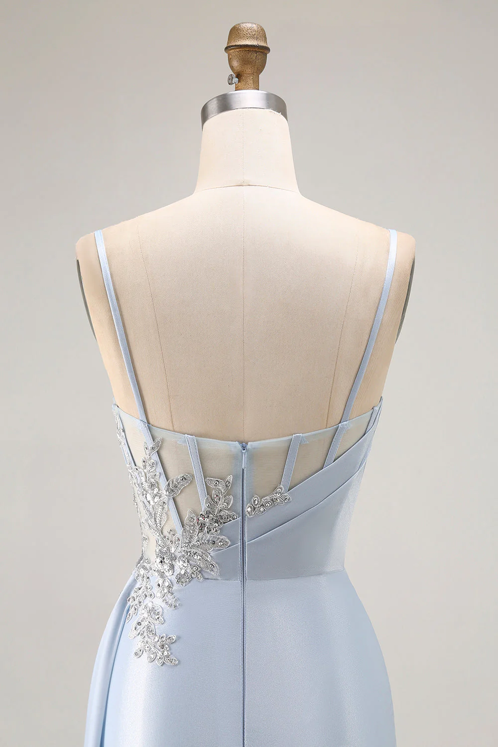 Robe De Soirée longue corset sirène bleu clair avec fente - Image 6