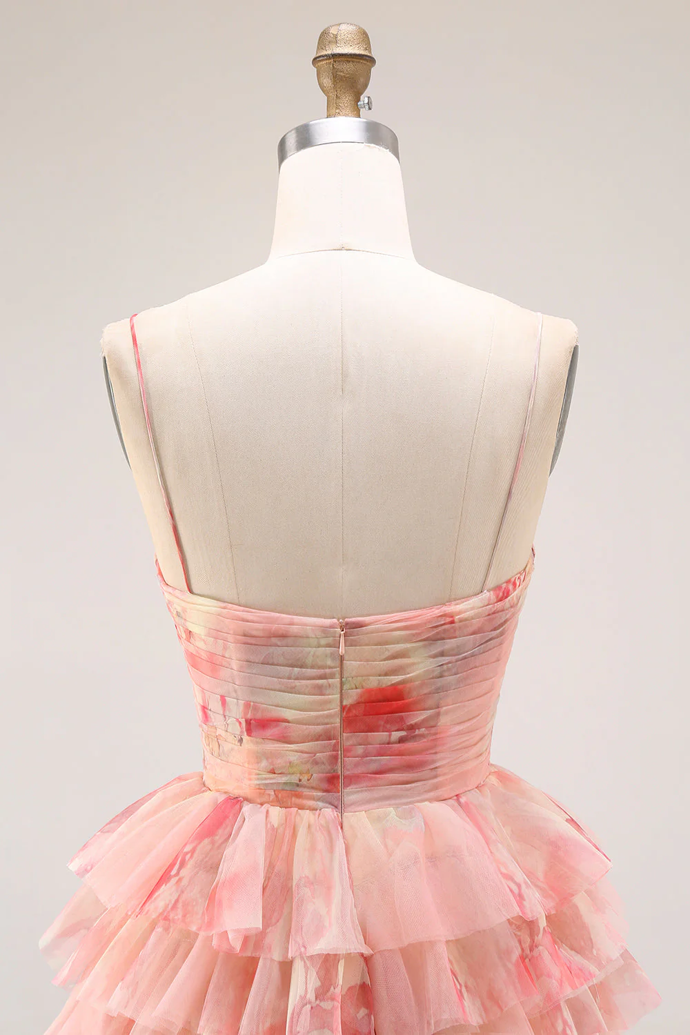 Robe de bal longue de bal à la ligne florale découpée à plusieurs niveaux, nœud, coucher de soleil et fente - Image 5