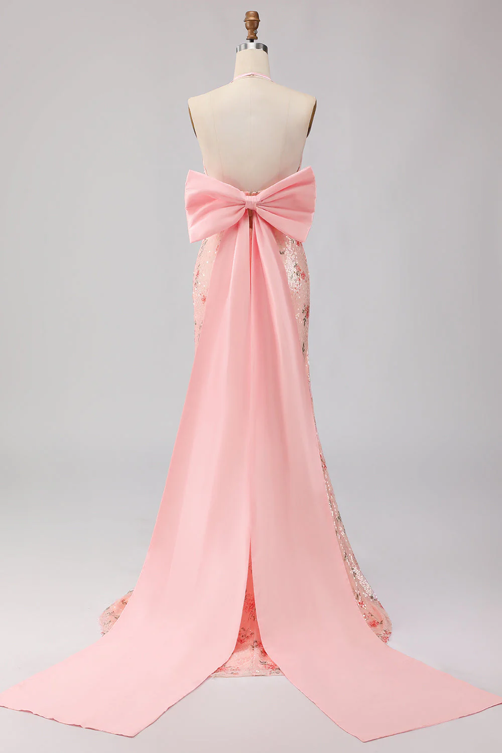 Robe de bal longue de bal à paillettes à paillettes à fente scintillante à blush scintillant - Image 2