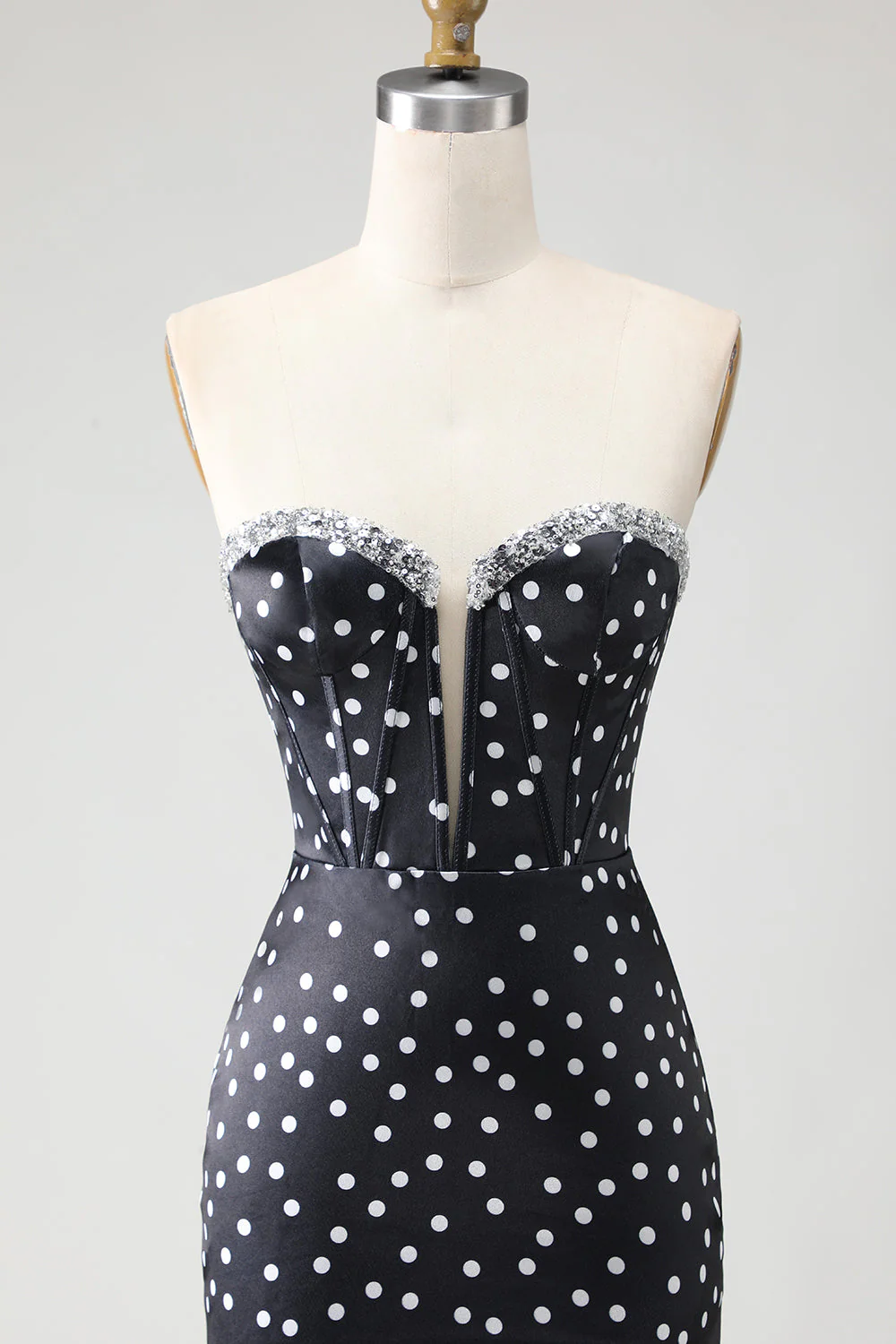 Robe de soirée longue léopard café à volants étagés perlée sans bretelles - Image 10